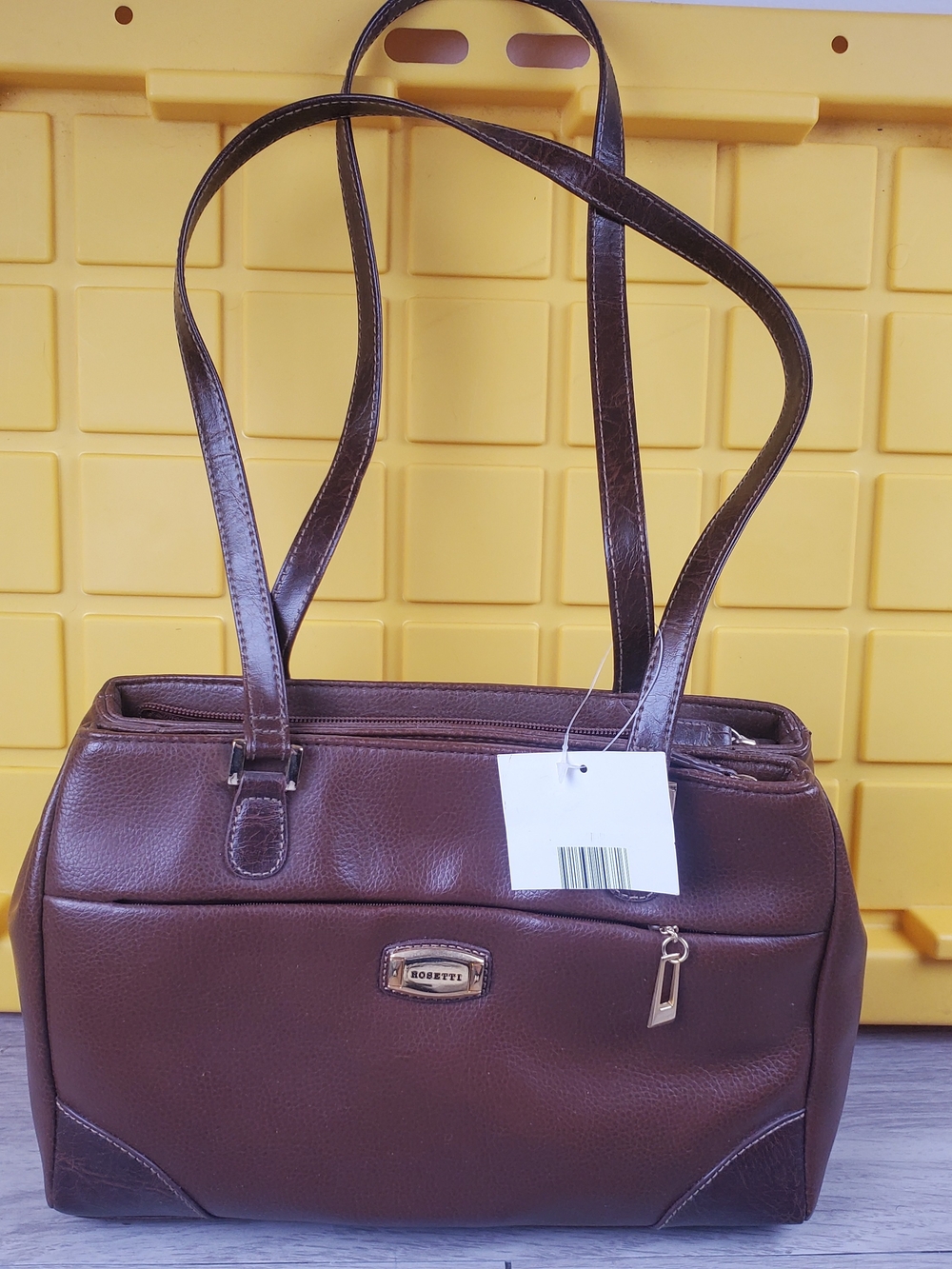 NWT Rosetti Brown Faux Leather Multi Pocket Shoulder Tote Handbag